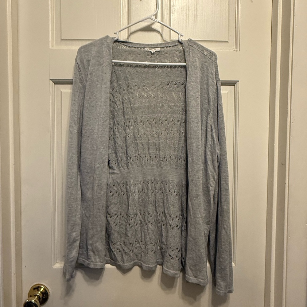 Gray Open-Front Cardigan